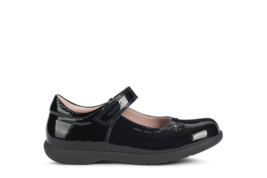 little brogues Childrens school shoes online naimara Mary-jane black patent side