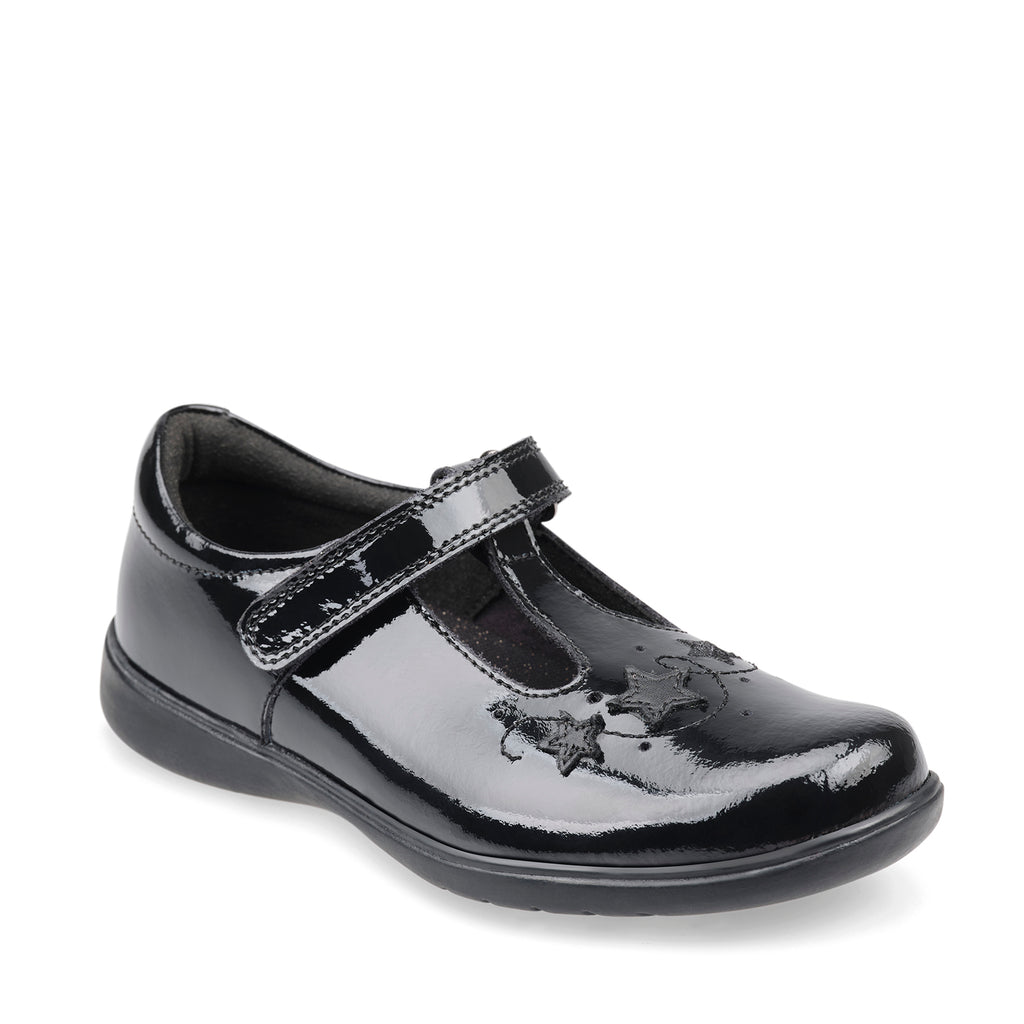 little brogues school shoes online start rite star jump black patent angle