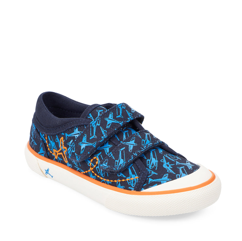 little brogues Childrens canvas shoes start rite zoom blue angle