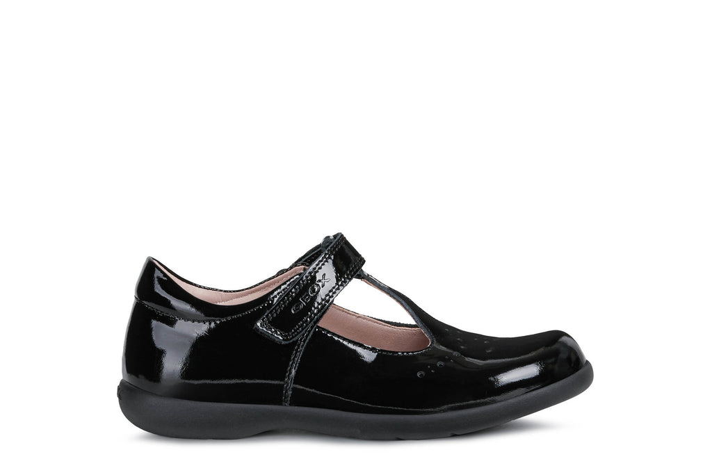 little brogues Childrens school shoes online naimara t-bar black patent side