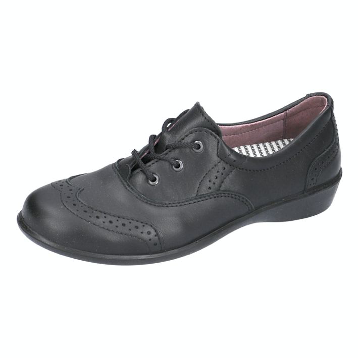 little brogues Childrens school shoes online Ricosta Kate black leather lace up school shoe