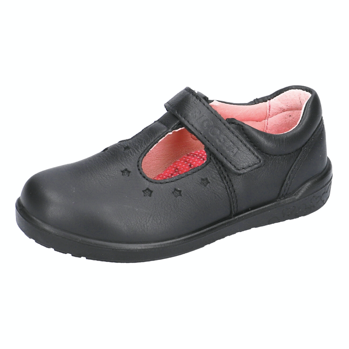 little brogues Childrens school shoes online Ricosta Scarlett black leather t-bar school shoe