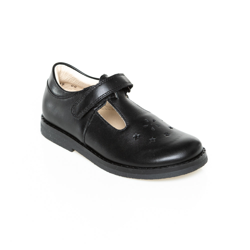little brogues school shoes online Froddo Evia t bar black leather angle