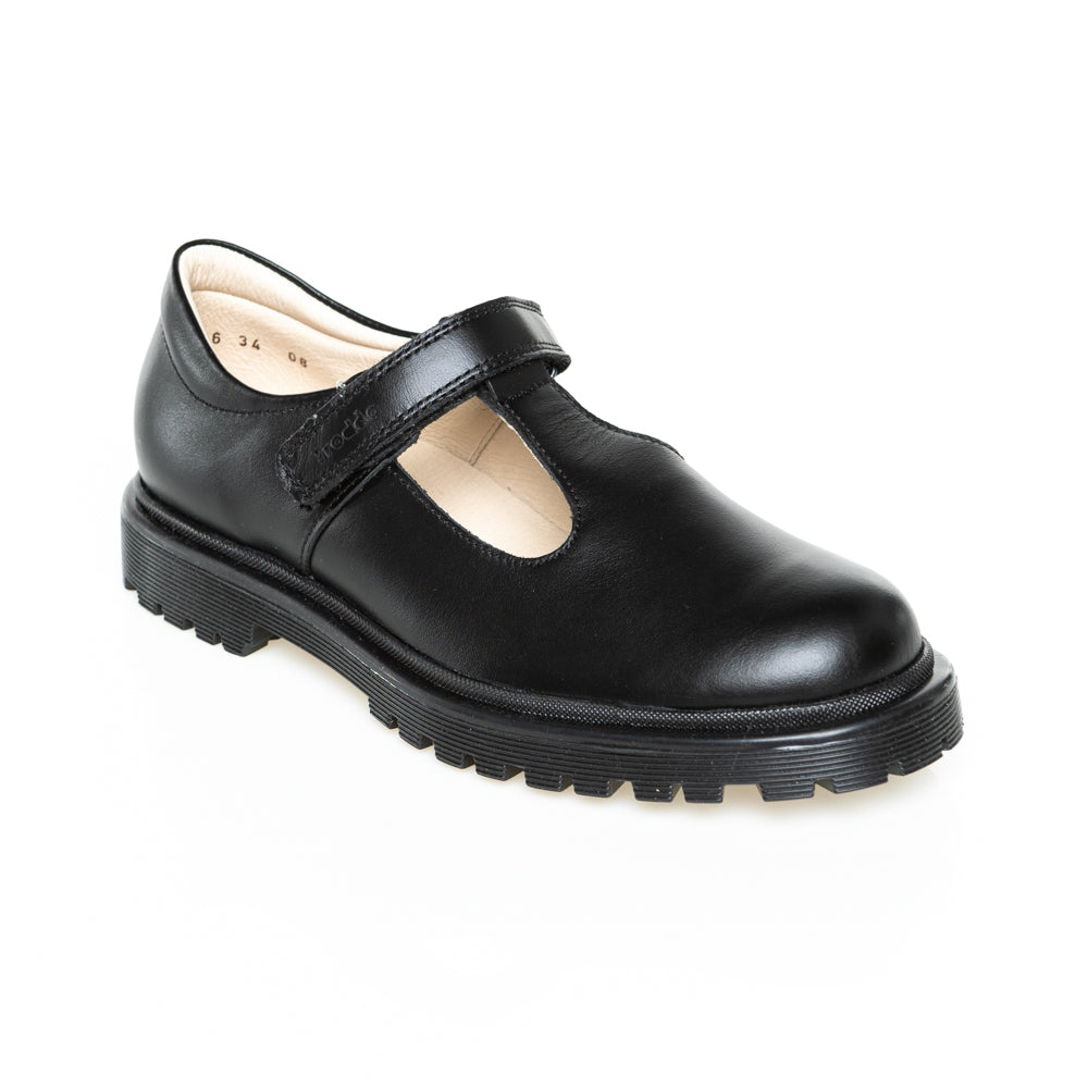 little brogues school shoes online Froddo Lea t black leather angle