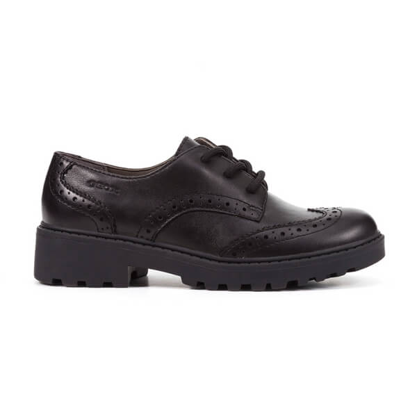 little brogues school shoes online Geox Casey brogue black leather side
