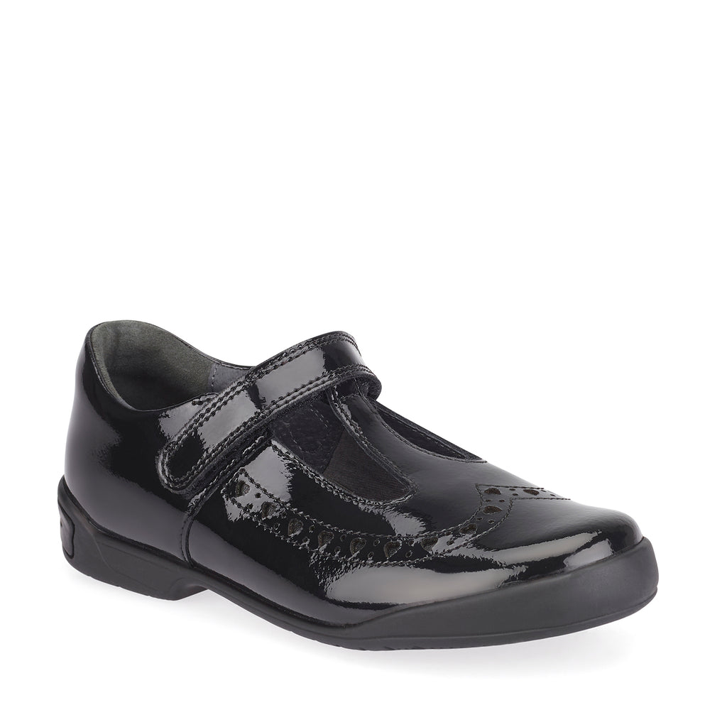 little brogues Childrens school shoes online start-rite leapfrog black patent t-bar angle