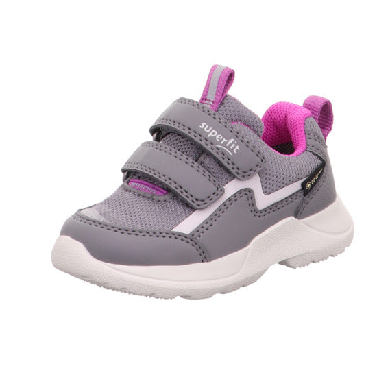 little brogues childrens trainers superfit rush grey pink angle
