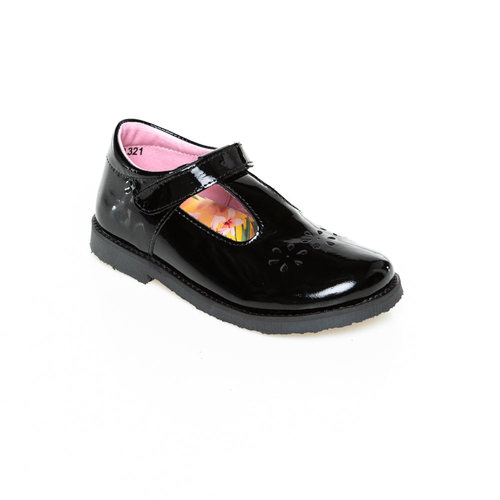 little brogues Childrens school shoes online petasil lurdes black patent