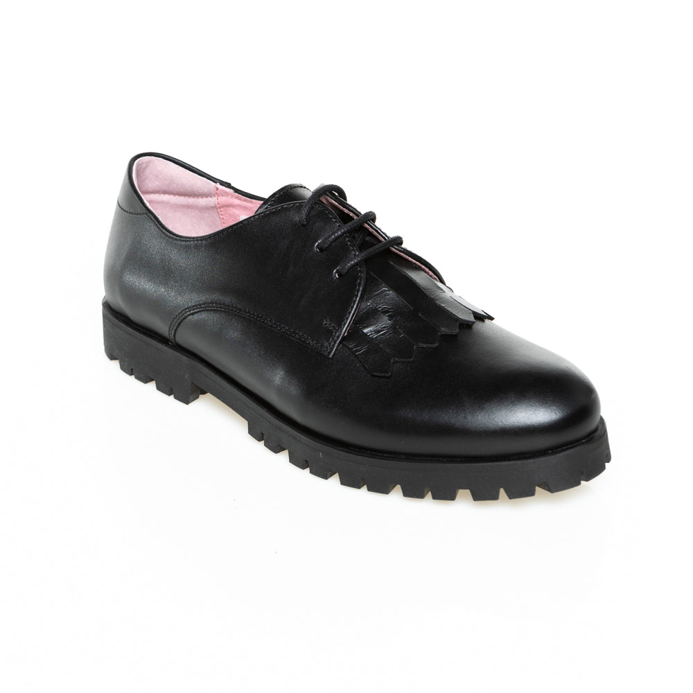 little brogues school shoes online petasil Tracey black leather angle